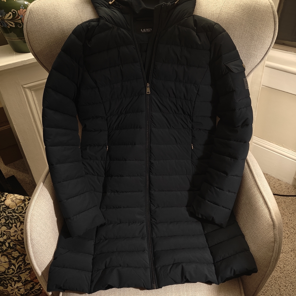 Ralph Lauren Hooded Light Weight Navy Puffer Coat